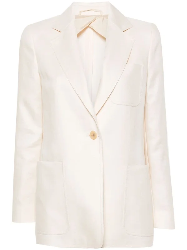 Max Mara Jackets White Boat Neck Shawl Collar Notched Collar