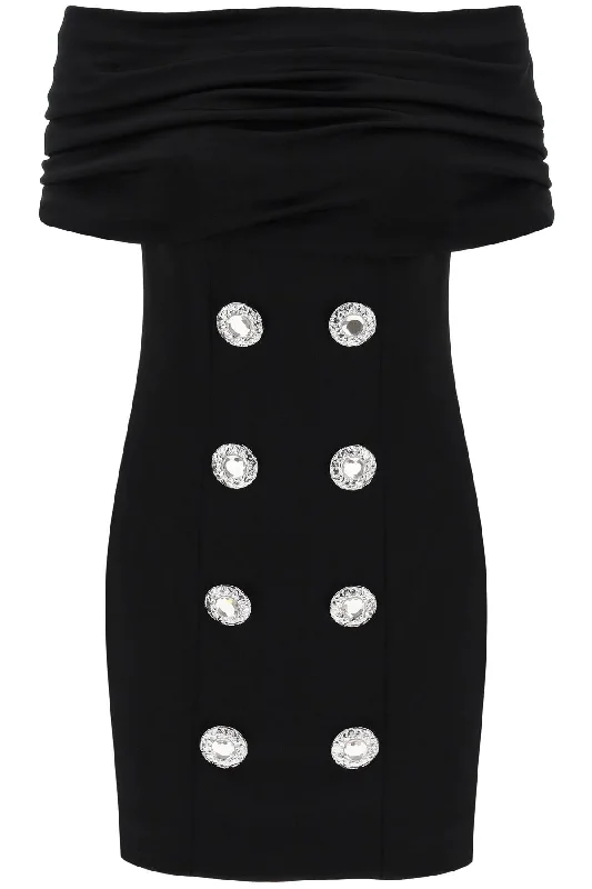 BALMAIN mini dress with boat neckline Chic Halter Mini Dress