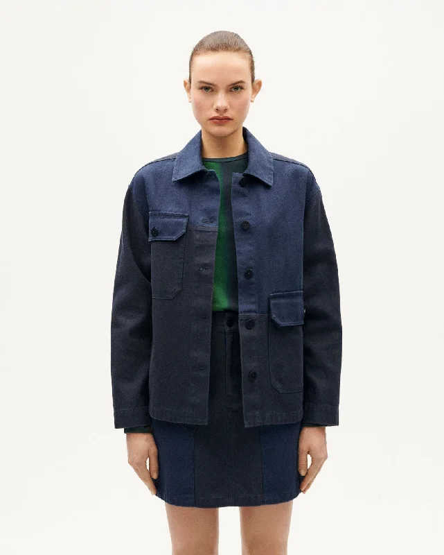 Zaha Light Jacket Blue Rayon Fabric Velvet Fabric Corduroy Fabric