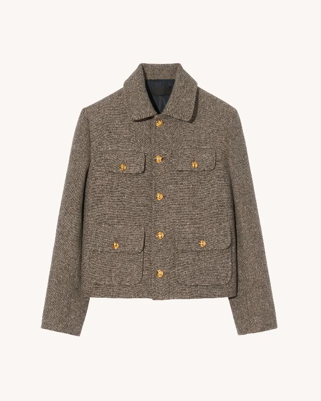 Nili Lotan - Paola Jacket in Feather grey donegal Rayon Fabric Velvet Fabric Corduroy Fabric