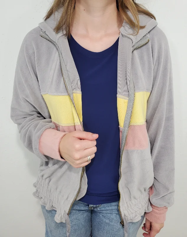 POLAR COLOR BLOCK JACKET - GREY MULTI Satin Jacket Silk Jacket Chiffon Jacket