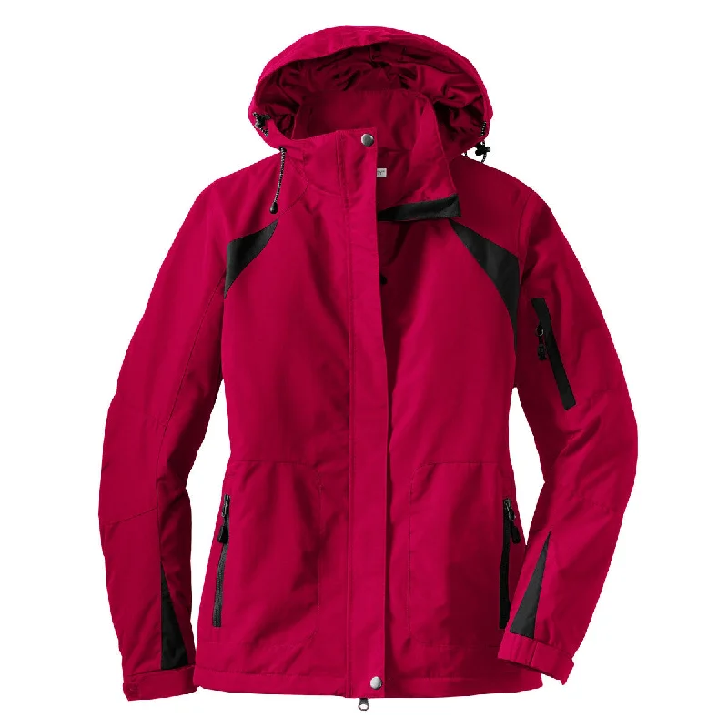 Port Authority Women's True Red/Black All Season II Jacket Zippered Jacket Buttoned Jacket Snapped Jacket