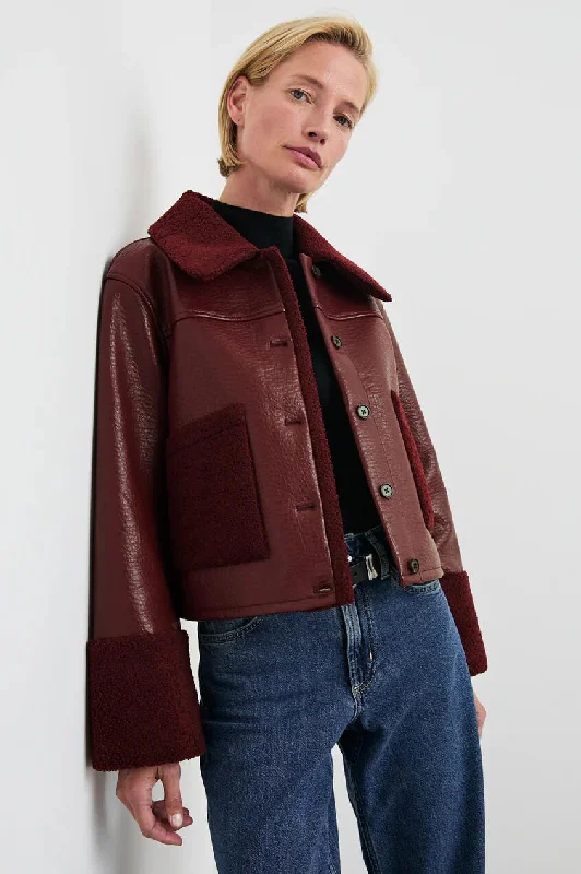 Rails - Dria Jacket in Maroon Satin Fabric Silk Fabric Chiffon Fabric