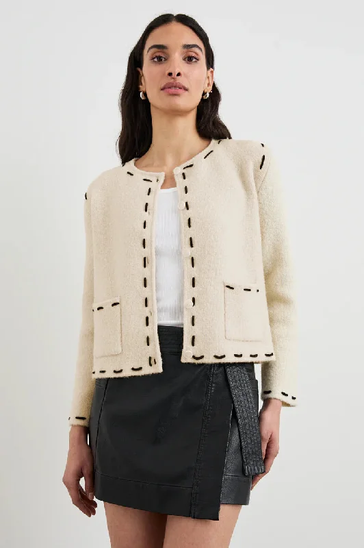 Rails Juliette Jacket in Ivory Knit Fabric Woven Fabric Fleece Fabric