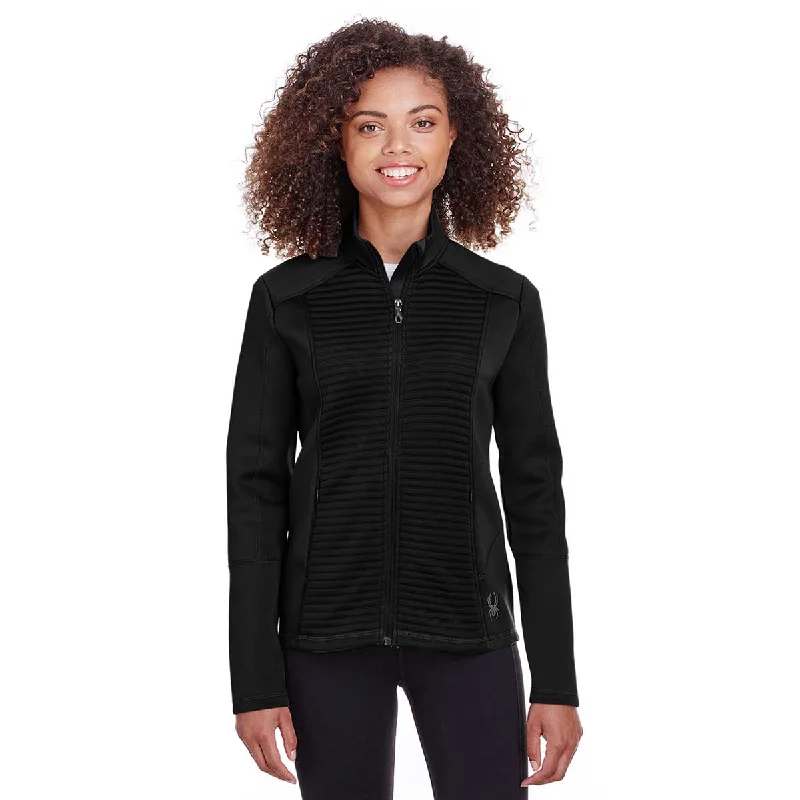 Spyder Women's Black Venom Full-Zip Jacket Zippered Jacket Buttoned Jacket Snapped Jacket