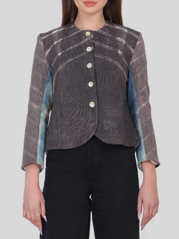 Short Kala Cotton Jacket Grey Wool Jacket Cashmere Jacket Tweed Jacket