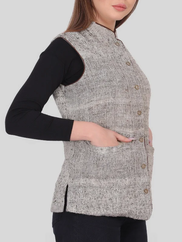 Gaddi Sheep Wool Sleeveless Jacket Grey Jersey Jacket Tulle Jacket Batik Jacket