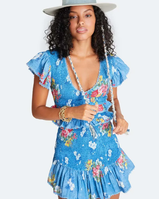 "Sonora" V-Neck Flutter Sleeve Mini Dress Fashionable Lace Mini Dress
