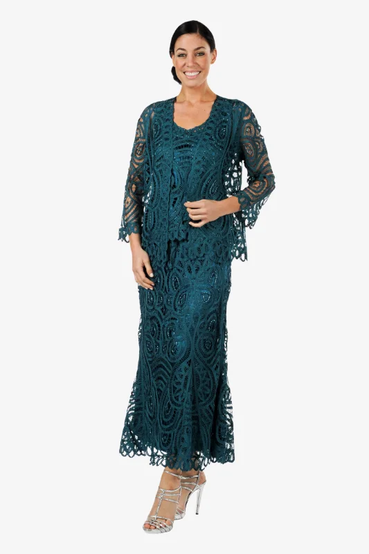 Soulmates D7051 Beaded Lace Paisley Jacket Top and Skirt Set Print Jacket Jacquard Jacket Embroidered Jacket