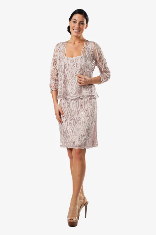 Soulmates D8066 Handmade Silk Lace Jacket Top and Ribbon Skirt Set Zip Front Button Front Snap Front