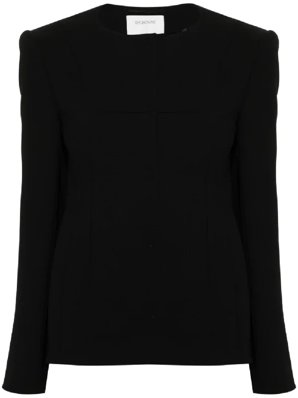 Sportmax Fashion Jackets Black Lace Jacket Ribbed Jacket Sequined Jacket