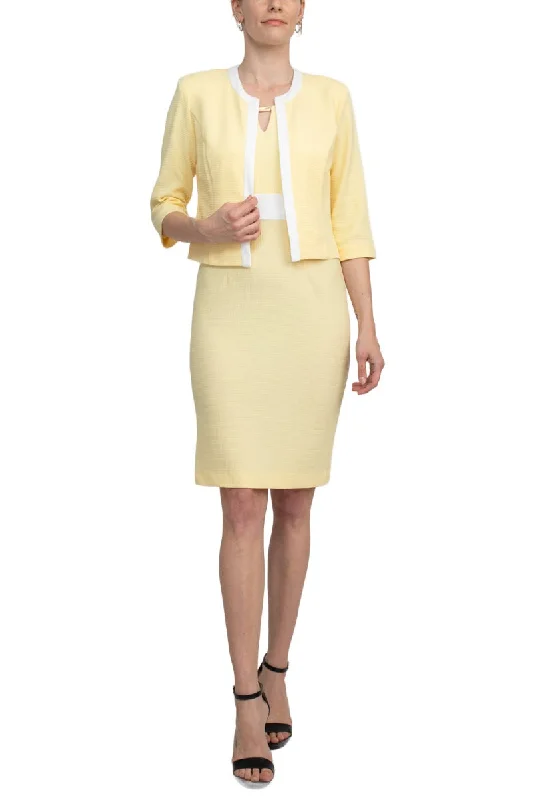 Studio One Scoop Neck Sleeveless Keyhole Banded Waist Sheath Dress with Matching Jacket Trench Coat Raincoat Waterproof Jacket