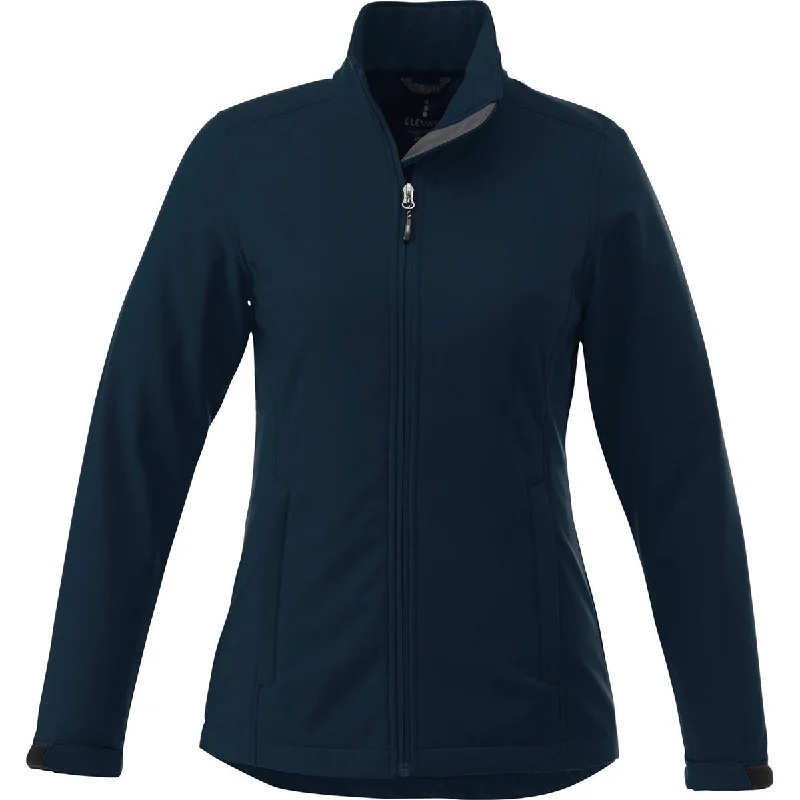 Elevate Women's Navy Maxon Softshell Jacket Knit Jacket Woven Jacket Fleece Jacket