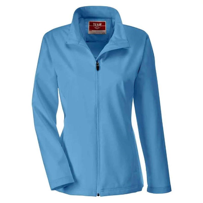 Team 365 Women's Sport Light Blue Leader Soft Shell Jacket Cotton Fabric Linen Fabric Terry Fabric