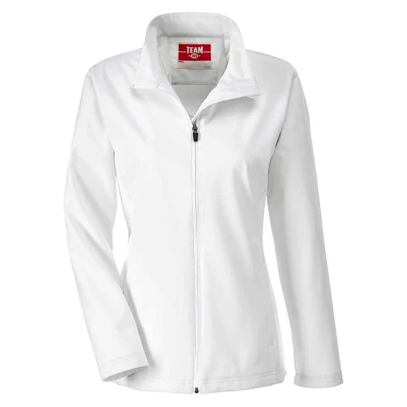 Team 365 Women's White Leader Soft Shell Jacket Toggled Jacket Drawstring Jacket Belted Jacket