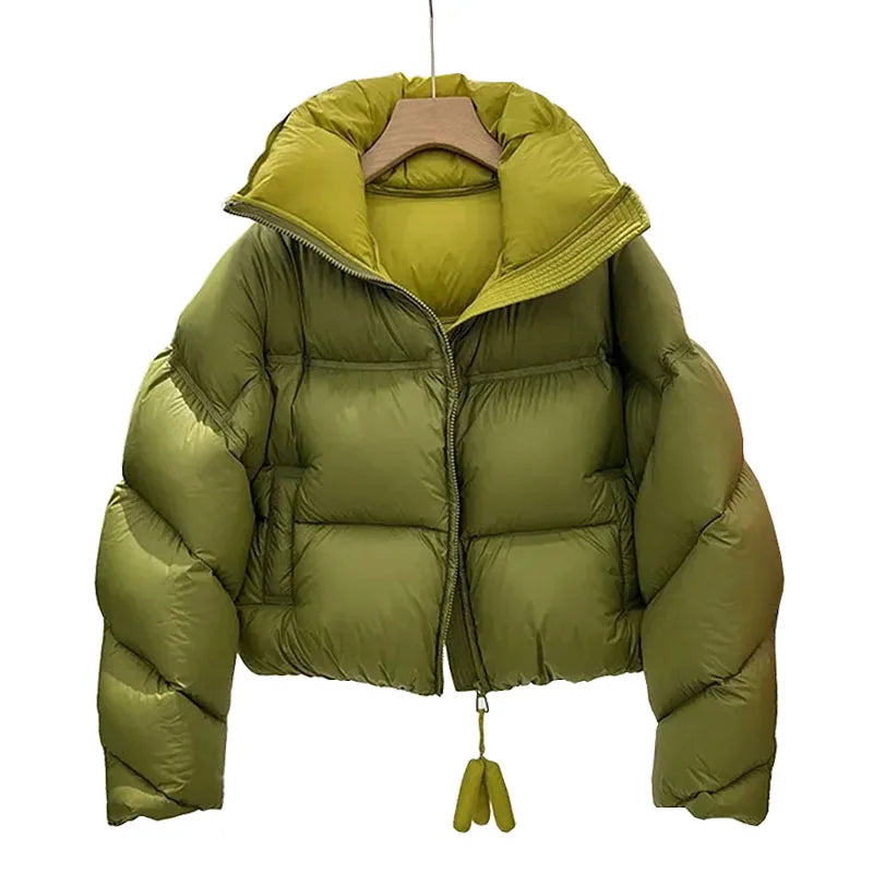 Urban Stand Collar Puffer Jacket Snapped Jacket Toggled Jacket Drawstring Jacket