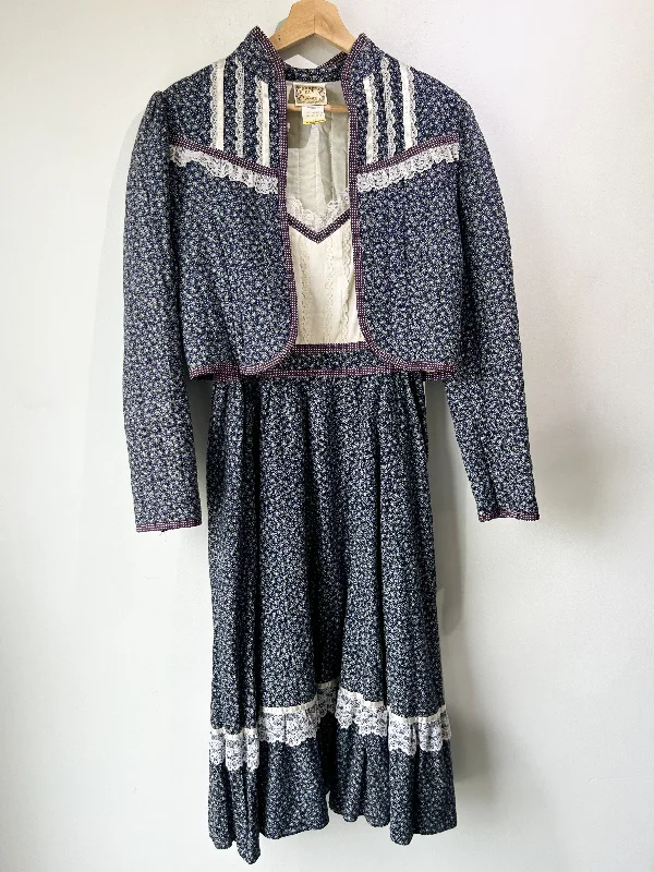 Vintage Gunne Sax Floral Dress and Jacket Set Quilted Jacket Puffer Jacket Insulated Jacket