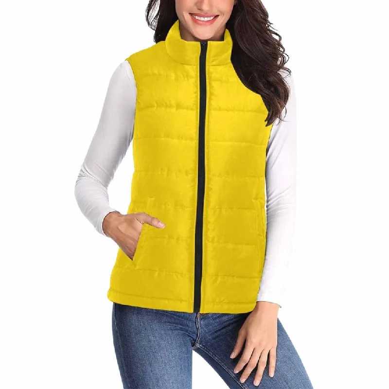 Womens Puffer Vest Jacket / Gold Yellow Fleece Jacket Down Jacket Feather Jacket