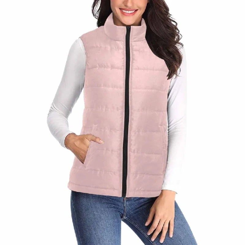 Womens Puffer Vest Jacket / Rose Quartz Red Zippered Jacket Buttoned Jacket Snapped Jacket