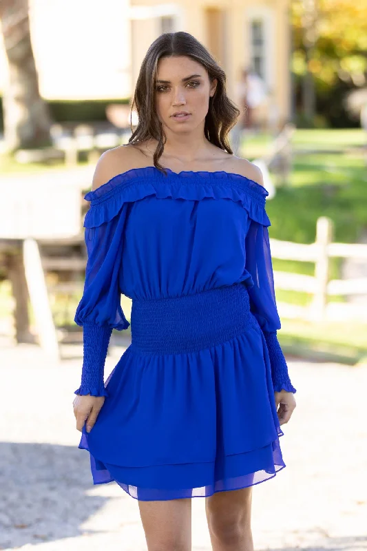 Alma Mini Dress Royal Blue Chic Tropical Mini Dress