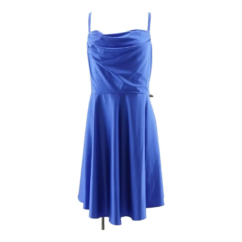 Blue Solid Mini Dress Stylish Short Sleeve Mini Dress