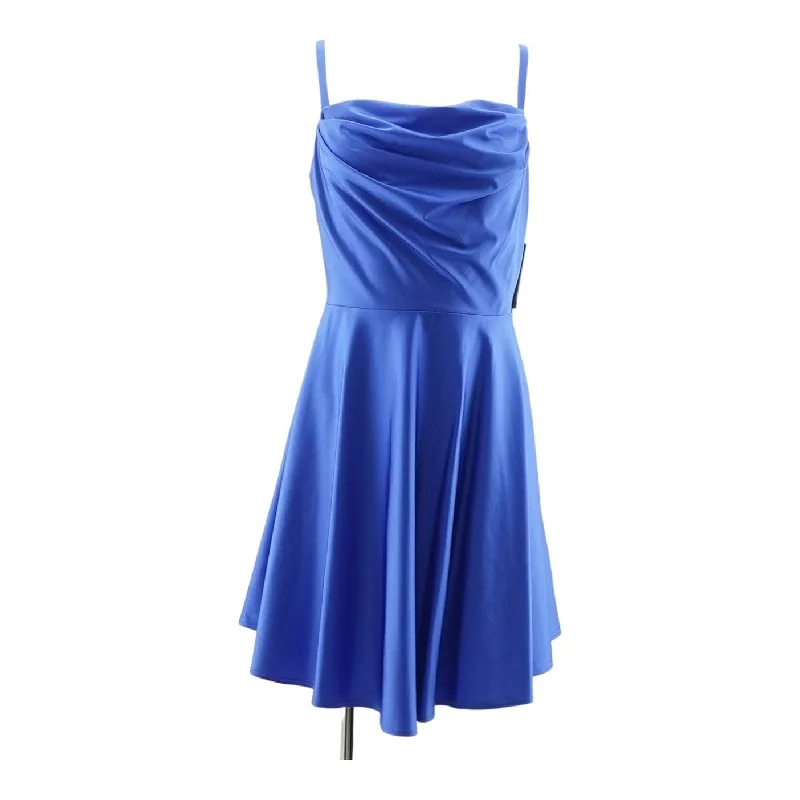 Blue Solid Mini Dress Comfortable Wrap Mini Dress
