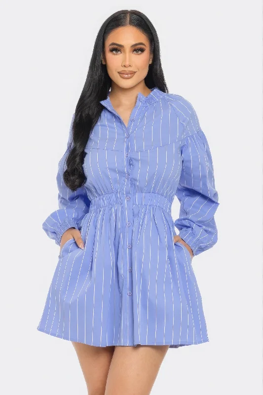 Striped Mini Dress Elegant Silk Mini Dress