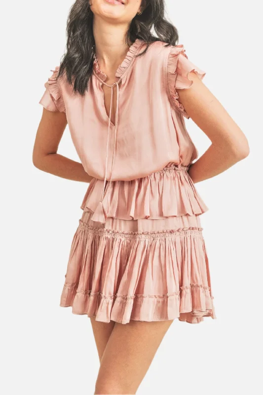 Claire Ruffled Mini Dress Trendy Off-Shoulder Dress Mini
