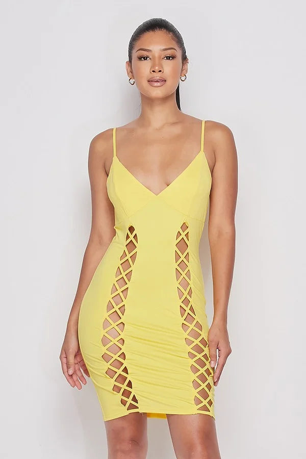Double Lace Up Mini Dress Trendy Camisole Mini Dress