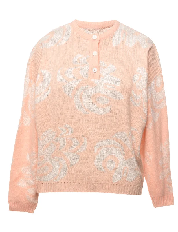 Floral Knit Jumper - M Polka Dot Checkered Tartan