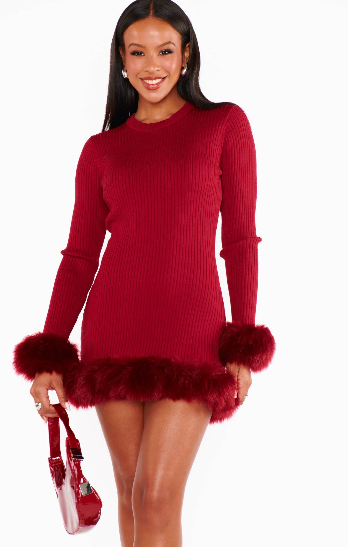 Francine Mini Dress Cranberry Cozy Knit Mini Dress