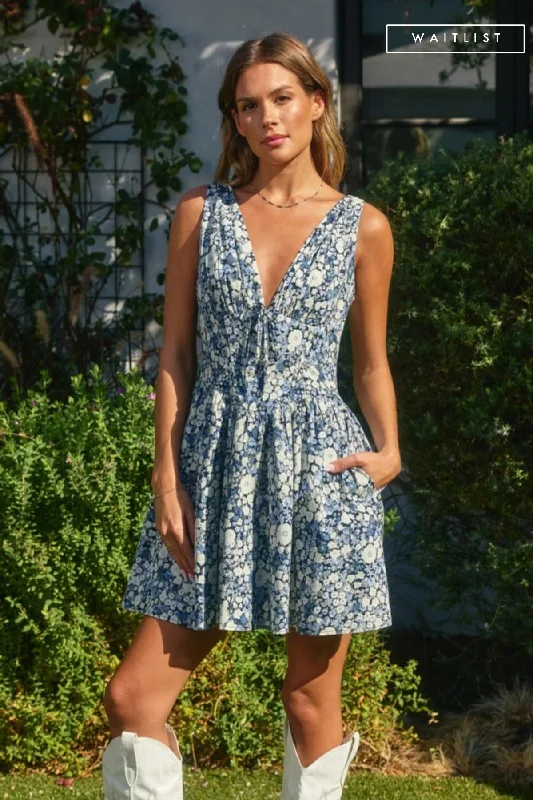 Waitlist 1/22 ♥ Jolie Sleeveless Corset Floral Print Mini Dress Navy Cozy Knit Mini Dress