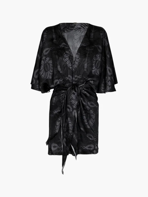 Coco Silk Jacquard Mini Dress | Black Elegant Sequin Mini Dress