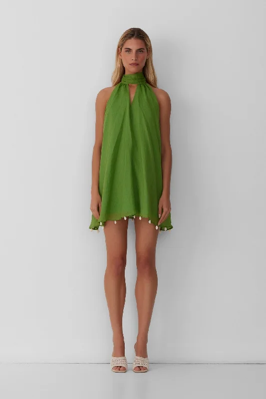 Mio Mini Dress - Lime Casual V-Neck Mini Dress