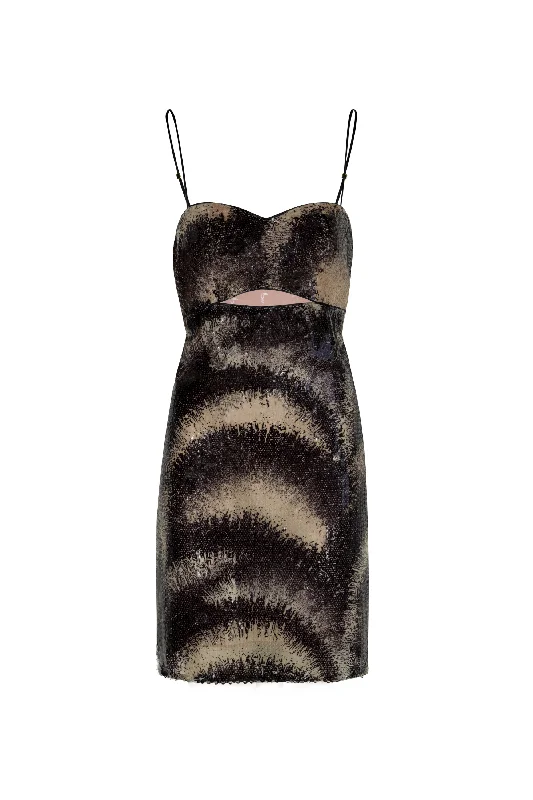 Mujer Divina Sequins Mini Dress in Black Chic Mini Dress with V-Neck