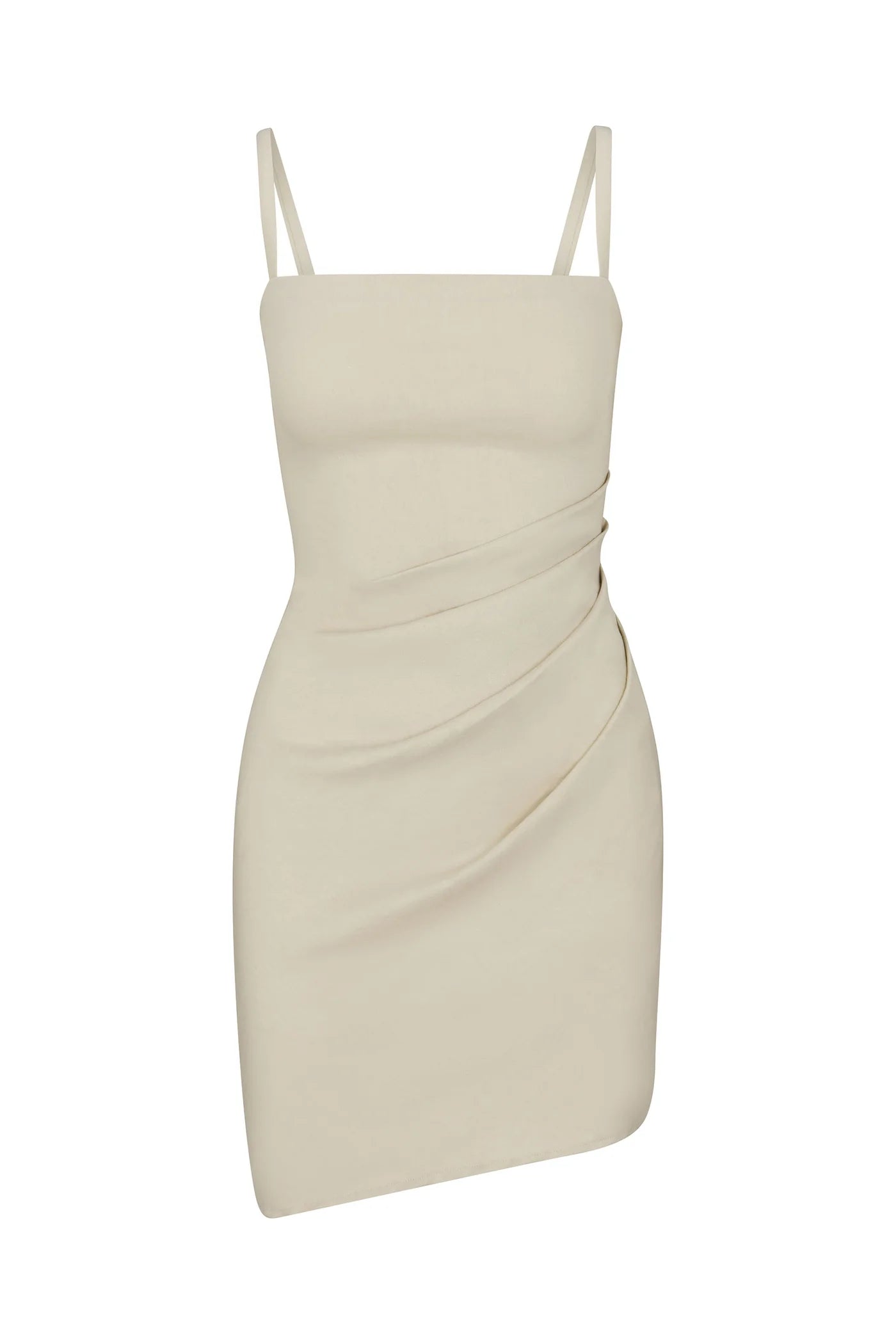 Nadege Asym Mini Dress - Natural Fashionable Off-Shoulder Mini Dress
