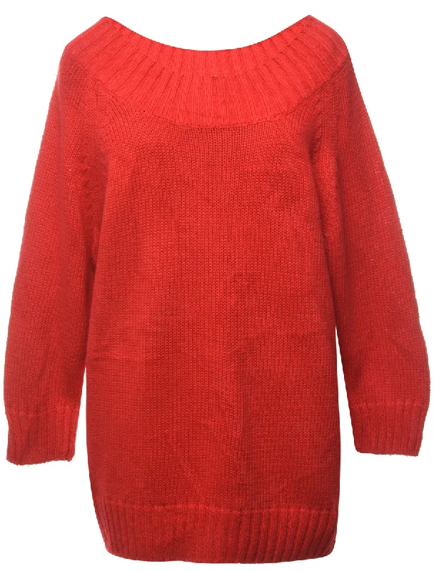 Red Jumper - M Mesh Blend Leather Blend Suede Blend