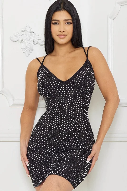 Rhinestone mini dress Cozy Long Sleeve Mini Dress