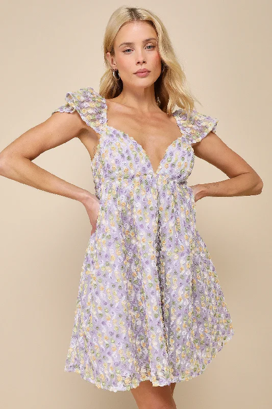 ROSETTE MINI DRESS Comfortable Fit-and-Flare Mini Dress