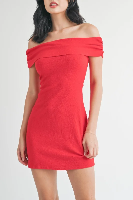 Syd Off The Shoulder Mini Dress Chic Mini Dress with V-Neck