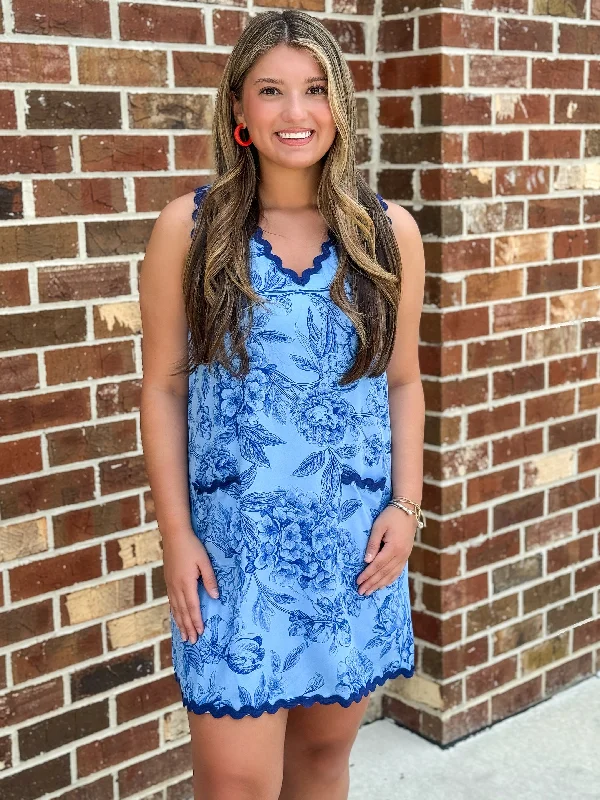 Floral Mini Dress (Blue) Chic Puff Sleeve Mini Dress