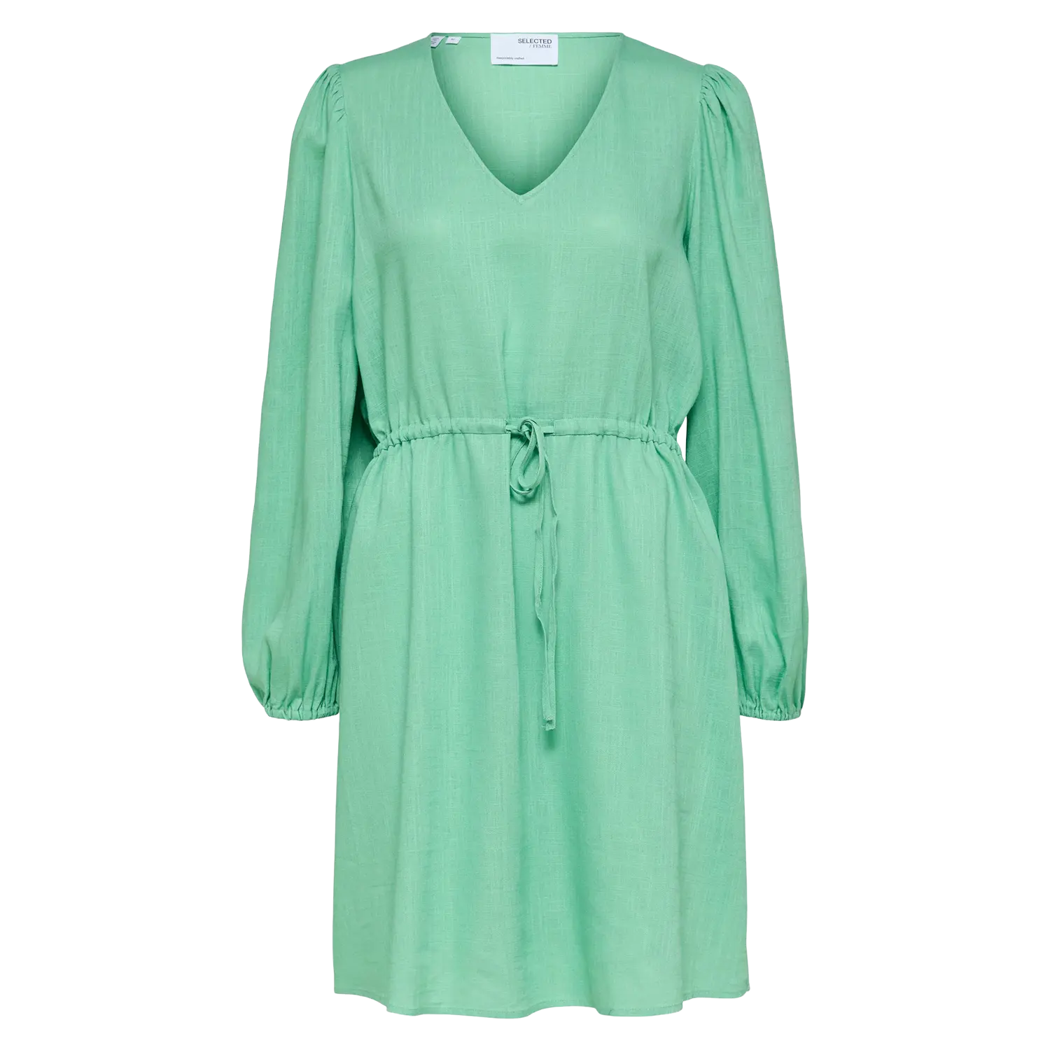 Selected Femme Viva Long Sleeve Linen Blend Mini Dress Chic Tropical Mini Dress
