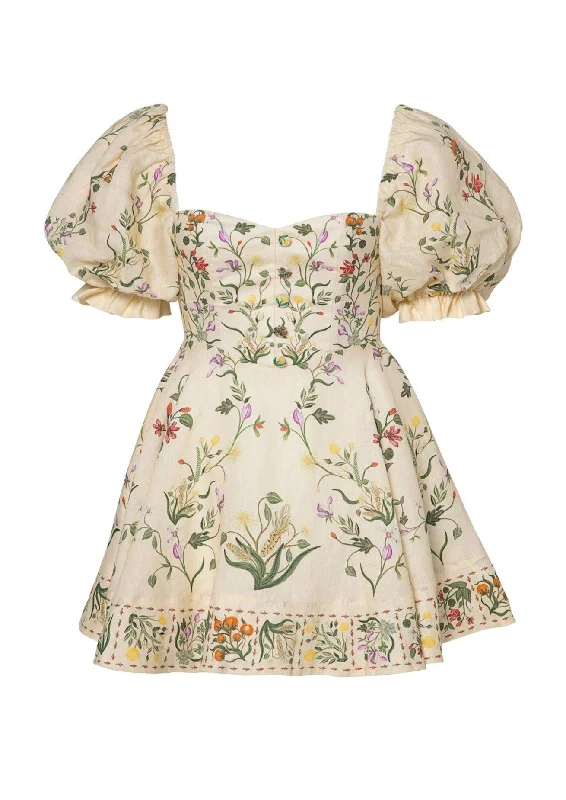 Vuelo Cultivo Linen Mini Dress Casual Button-Up Mini Dress