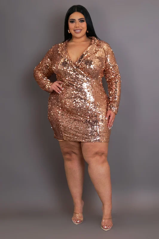 Warm Hugs Mini Dress - Rose Gold Fashionable A-Line Mini Dress