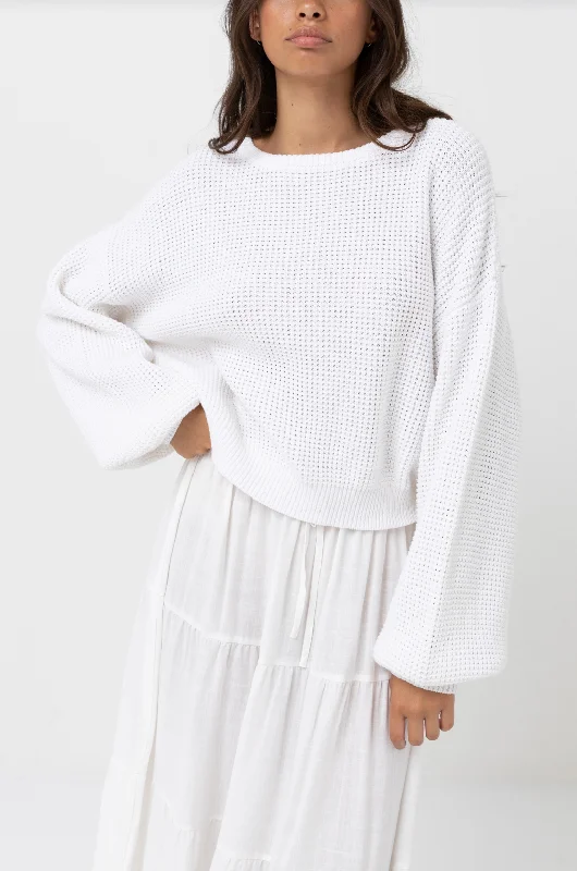 Classic Knit Jumper - White Oversized Loose Flowy