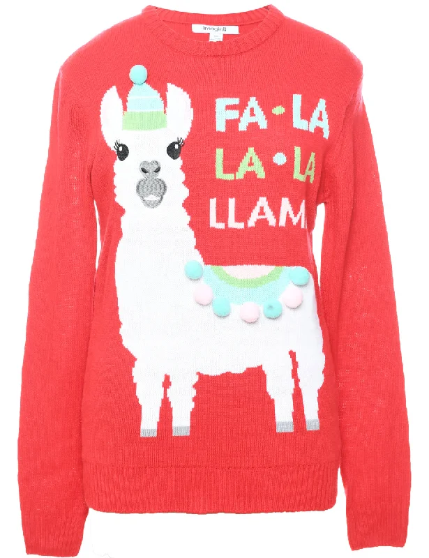 Animal Design Christmas Jumper - M Fitted Loose Oversized