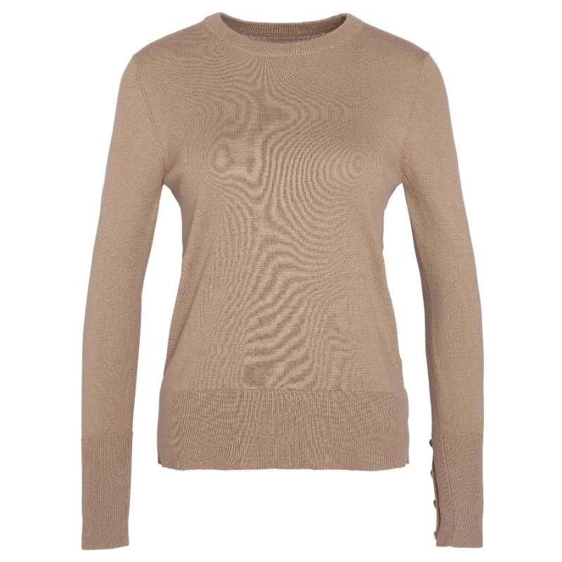 Barbour Brambles Cotton Cashmere Knitted Ladies Jumper - Sand Dune Satin Blend Silk Blend Wool Blend