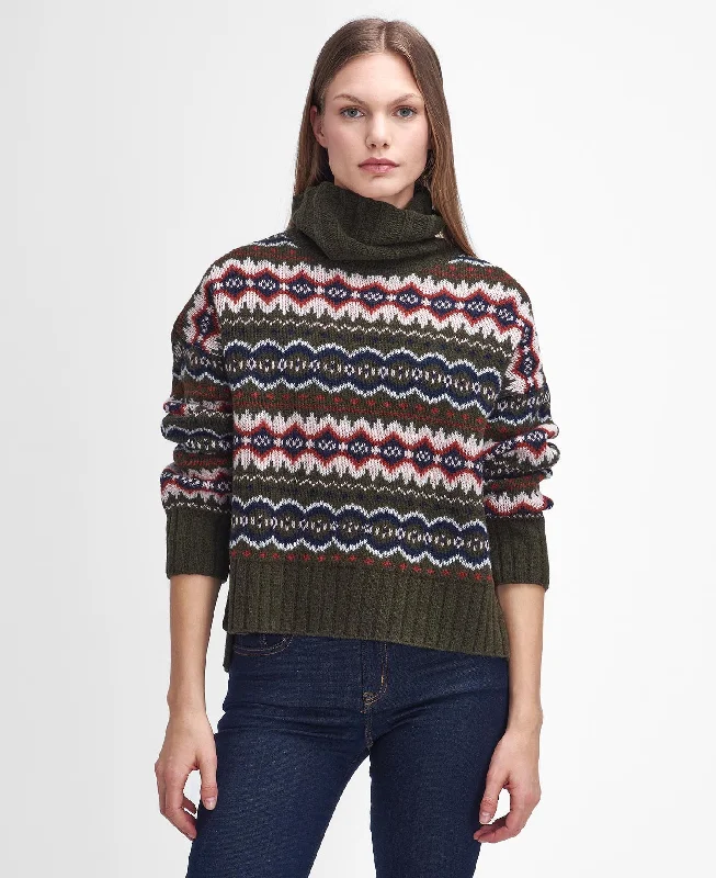 Barbour Helen Fair isle Roll-Neck Jumper Notch Collar Peter Pan Collar Cowl Neck