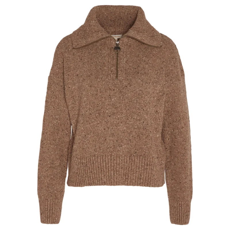 Barbour Lavensdale Half Zip Knitted Ladies Jumper - Honey Layered Multi-layer Single Layer