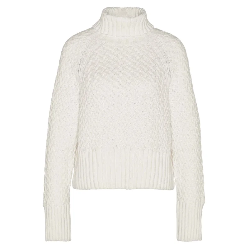 Barbour Malton Wool Cashmere Knitted Ladies Jumper - Ecru Boat Neck Shawl Collar Notched Collar